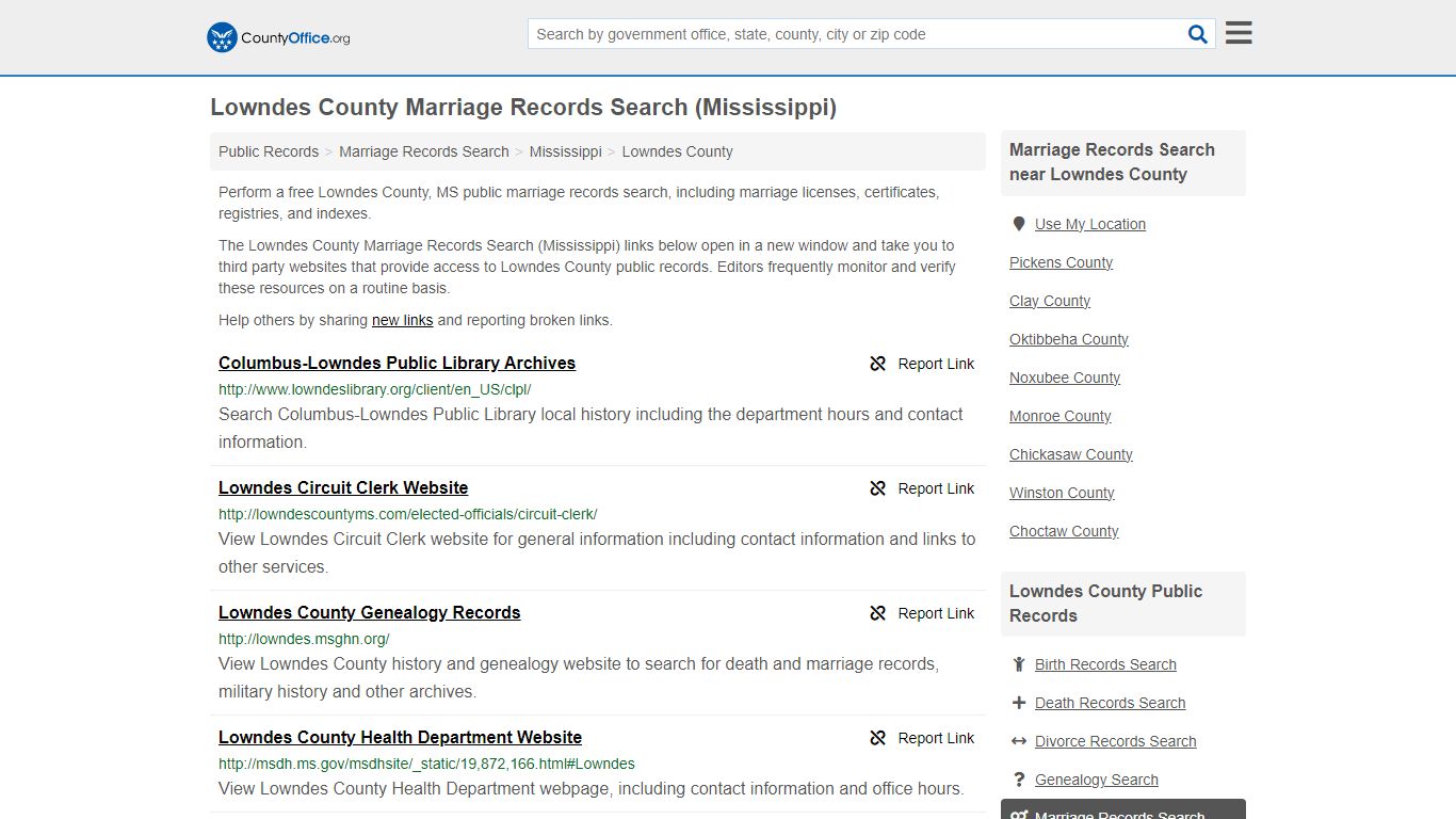 Lowndes County Marriage Records Search (Mississippi)