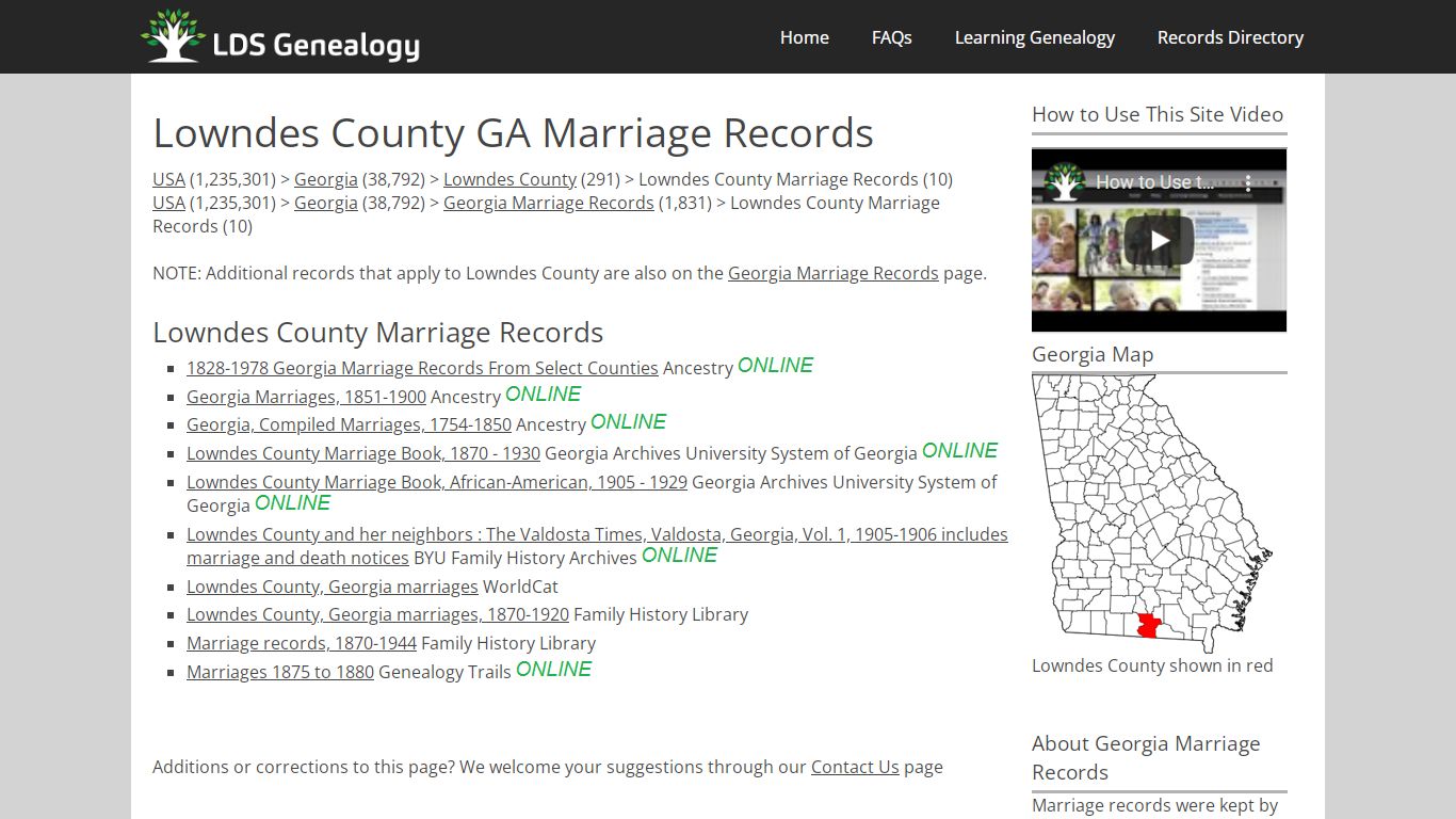 Lowndes County GA Marriage Records - ldsgenealogy.com