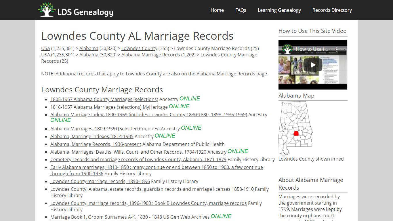 Lowndes County AL Marriage Records - ldsgenealogy.com